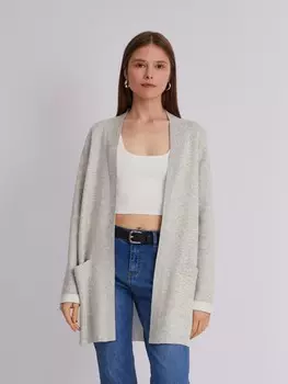 Кардиган без застёжки из тёплого вязаного трикотажа с добавлением шерсти