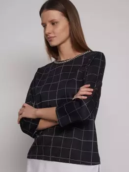 Комбинированная блузка с декоративной цепью