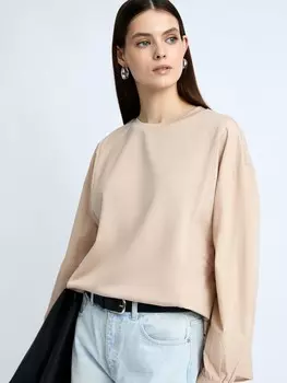 Комбинированная блузка с кулисками на талии