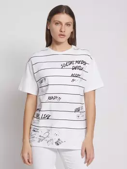 Комбинированная футболка с принтом