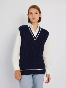 Комбинированная вязаная жилетка с имитацией блузки