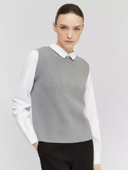 Комбинированная вязаная жилетка с имитацией блузки