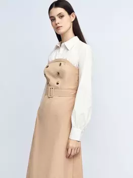 Комбинированное платье миди с имитацией блузки