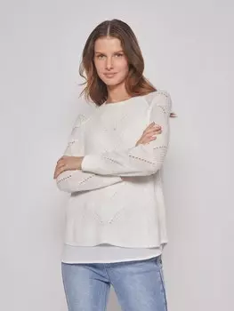 Комбинированный ажурный джемпер