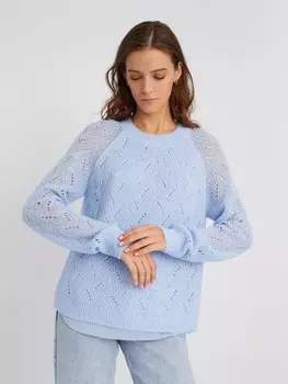 Комбинированный ажурный джемпер с рукавами-реглан