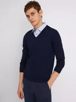 Комбинированный джемпер с имитацией рубашки в вырезе