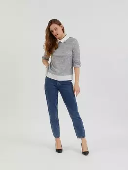 Комбинированный джемпер с воротником