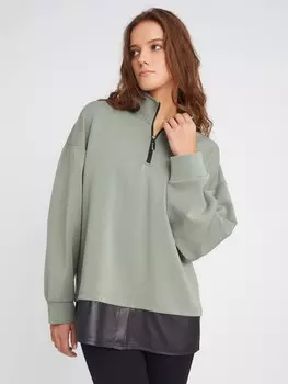 Комбинированный свитшот с воротником на молнии и имитацией нижней рубашки