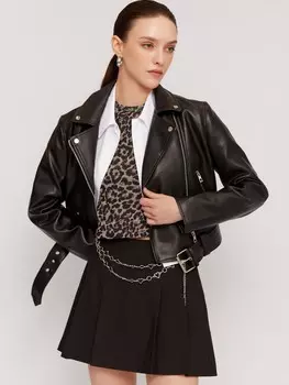 Короткая куртка-косуха из экокожи на молнии