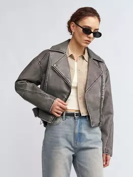 Короткая куртка-косуха оверсайз из экокожи