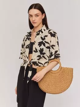 Короткая рубашка из вискозы с завязками