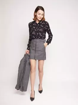 Короткая юбка в клетку с молнией