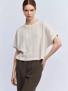 Короткая вязаная футболка с люрексом