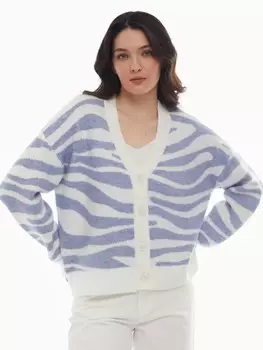 Короткий вязаный кардиган в полоску на пуговицах