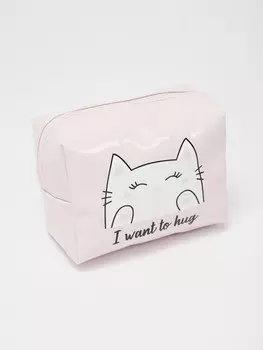 Косметичка розового цвета с нежным принтом