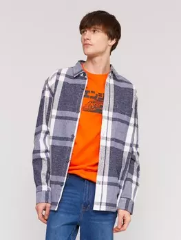 Куртка-рубашка из хлопка с длинным рукавом и узором в клетку