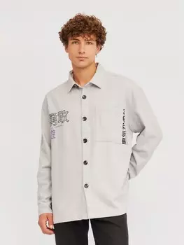 Куртка-рубашка из хлопка с принтами-надписями
