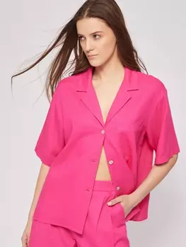 Льняная рубашка с отложным воротником