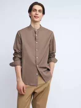 Льняная рубашка с воротником-стойкой