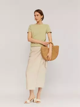 Льняная юбка длины миди с запахом