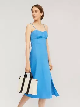 Льняное платье-комбинация с акцентной спинкой