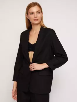 Льняной жакет прямого силуэта на пуговицах