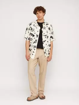 Льняные брюки прямого фасона с кулиской