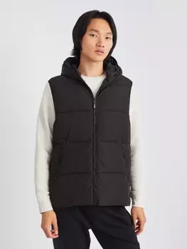 Лёгкий утеплённый стёганый жилет на молнии с капюшоном