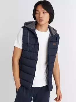 Лёгкий утеплённый стёганый жилет с трикотажным капюшоном