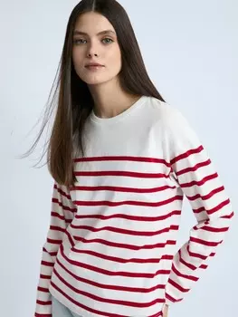 Лонгслив из хлопка в полоску