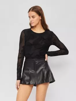 Лонгслив из полупрозрачной сетки с фактурным узором с драконами