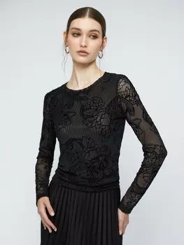 Лонгслив из сетки с фактурным узором со змеями