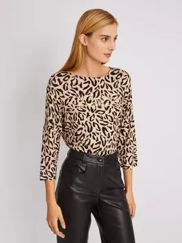 Лонгслив с леопардовым принтом и с принтом-надписью