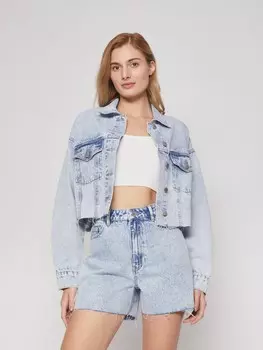 Обрезанная джинсовая оверсайз куртка