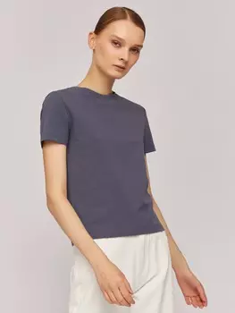 Однотонная футболка из хлопка с коротким рукавом