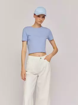 Однотонная укороченная футболка из хлопка