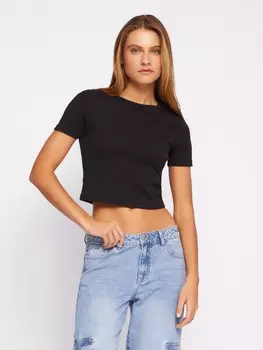 Однотонная укороченная футболка из хлопка
