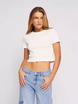 Однотонная укороченная футболка из хлопка