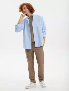 Офисная прямая рубашка с длинным рукавом