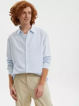 Офисная рубашка из хлопка с длинным рукавом