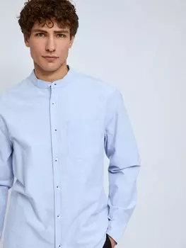 Офисная рубашка из хлопка с воротником-стойкой