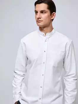 Офисная рубашка из хлопка с воротником-стойкой