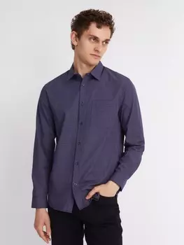 Офисная рубашка прямого силуэта с длинным рукавом и узором в клетку