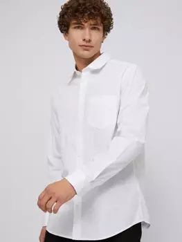 Офисная рубашка прямого силуэта с карманом