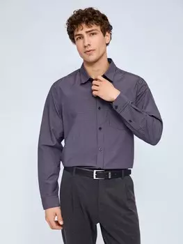 Офисная рубашка прямого силуэта с узором в клетку