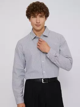 Офисная рубашка прямого силуэта с узором в клетку