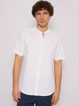 Офисная рубашка с коротким рукавом и воротником-стойкой