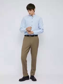 Офисная рубашка с воротником-стойкой и длинным рукавом