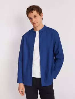 Офисная рубашка с воротником-стойкой и длинным рукавом