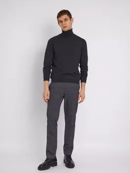 Офисные брюки силуэта Slim с узором в клетку и поясом на резинке